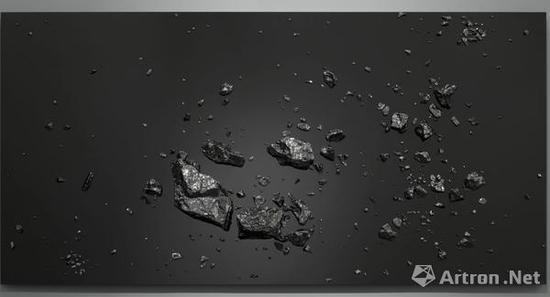 展望,《小宇宙不锈钢系列3号》,2016,长征空间展位; 不锈钢黑钛板、不锈钢、少量综合材料,200 x 100 x 23 cm