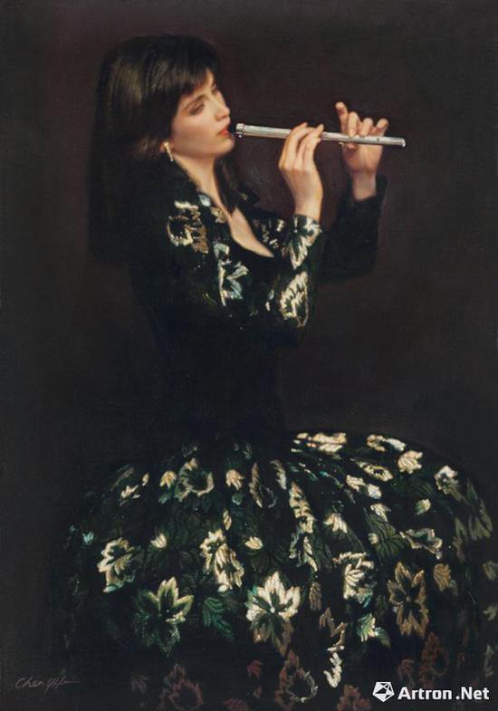 陈逸飞 吹箫 布面 油画 107×76.5cm 1988年作 成交价:710.5万元