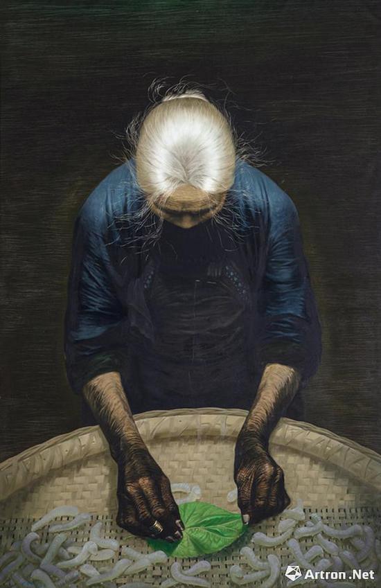 罗中立 春蚕 布面 油画 216×140cm 1982年作 成交价:4945万元