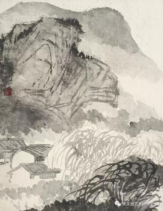 朱屺瞻《山居》纸本水墨 / 1963