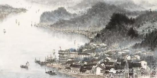 宋文治《桐庐》纸本水墨 / 1964