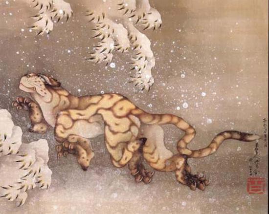 雪中的老虎,肉笔绘,1849