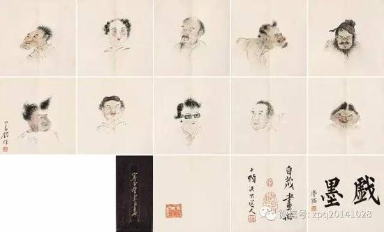 8032 溥儒 寒玉堂书画册 (十开) 设色纸本 题识: 一、戏墨。溥儒 钤印:心畬 十一、心畬戏作。钤印:心畬 十二、自藏画册十帧,决不送人。钤印:齐物、只可自怡悦、旧王孙 尺寸:11×10.5×10cm RMB :280,000-380,000 《寒玉堂书画论》一书,共包括两部分:《寒玉堂画论》《寒玉堂论书画》,旧王孙溥儒清宗室。溥氏为近现代著名书画家,在诗词、经学等方面亦颇有造诣,故得以诗、书、画兼擅其能著称于时。与张大千颉颃,世称“南张北溥”,又与吴湖帆齐名,世称“南吴北溥”。此套墨戏草稿栩栩如生,这种小情调也许只有王爷才能画了那么惟妙惟肖,溥儒的作品近几年价格算是逆势上扬,在刚结束的嘉德拍卖会上溥儒专场几乎都以高价成交,特别是里面格调高,特别清新脱俗,风趣好玩的作品都拍出了天价,所以小编也很期待这套袖珍册页的成交价!