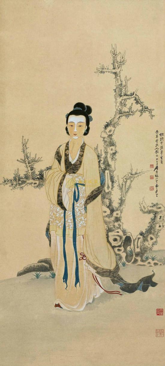 张大千 仿钱选仕女图 1939年