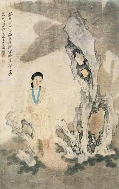张大千 芭蕉仕女 1945年