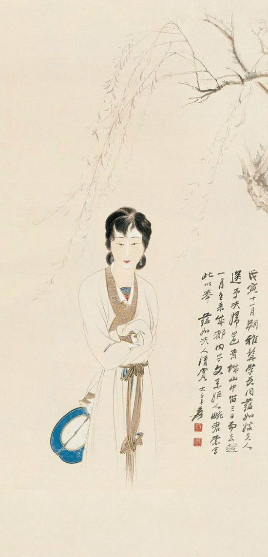 张大千 执扇仕女 1938年