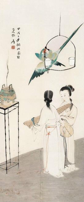 张大千 调鹦图 1934年