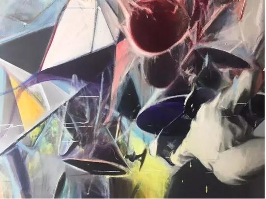 高古轩展位上艺术家贾蔼力的作品细节图。这幅作品被一位西方藏家买走。图片:张然