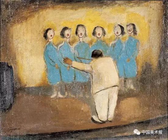 合唱 谭华牧 油画 46×55cm 20世纪40年代 广东美术馆藏