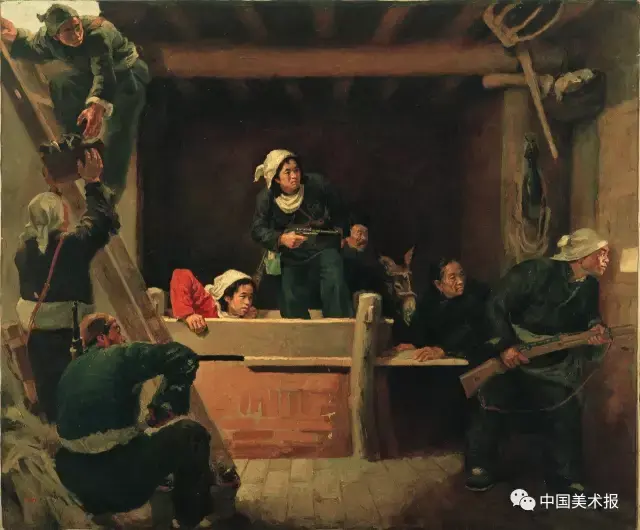 地道战 罗工柳 油画 144×169cm 1951年 中国国家博物馆藏