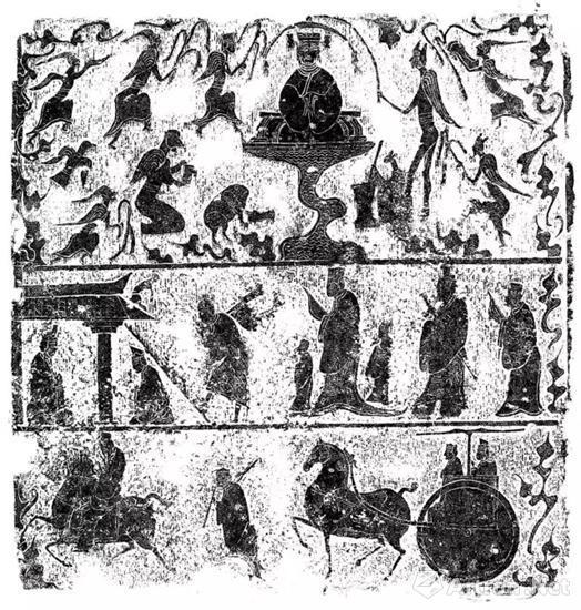 嘉祥宋山小石祠西壁画像,山东省石刻艺术博物馆,纵69cm,横67cm