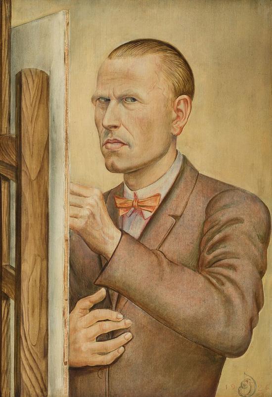《画架旁的奥托·迪克斯自画像》(Otto Dix Self-Portrait with Easel),奥托·迪克斯,1926年
