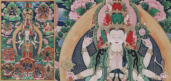18世纪 十一面观音唐卡 成交价:230万元