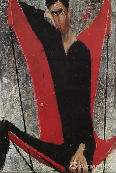 顾福生《何先生》 油彩 画布 1959年作 台北市立美术馆馆藏