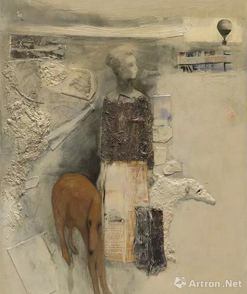 顾福生,河滨公园,1969,综合媒材/画布,168 x 104 cm