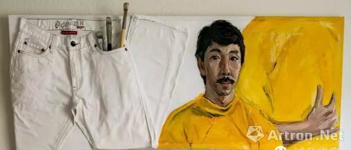 顾福生,自画像,1980,综合媒材/画布,46 x 122 cm