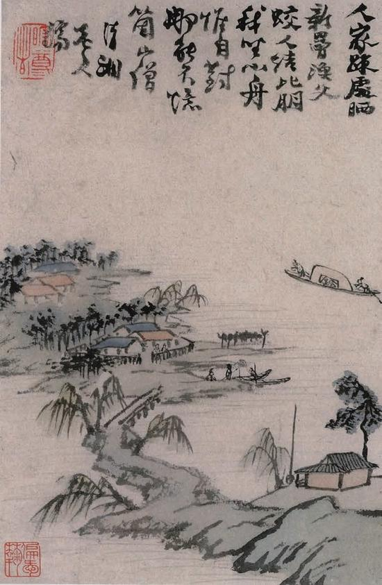 十二开江行舟中作图册之一 程心柏旧藏