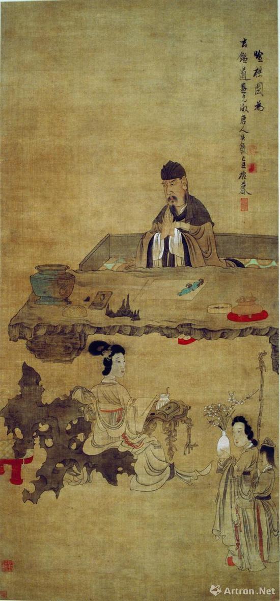 《吟梅图》 陈洪绶 清 1649年 绢本设色 南京博物院藏