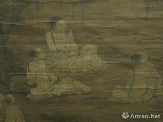 明代张翀的《斗酒听鹂图》局部拍摄