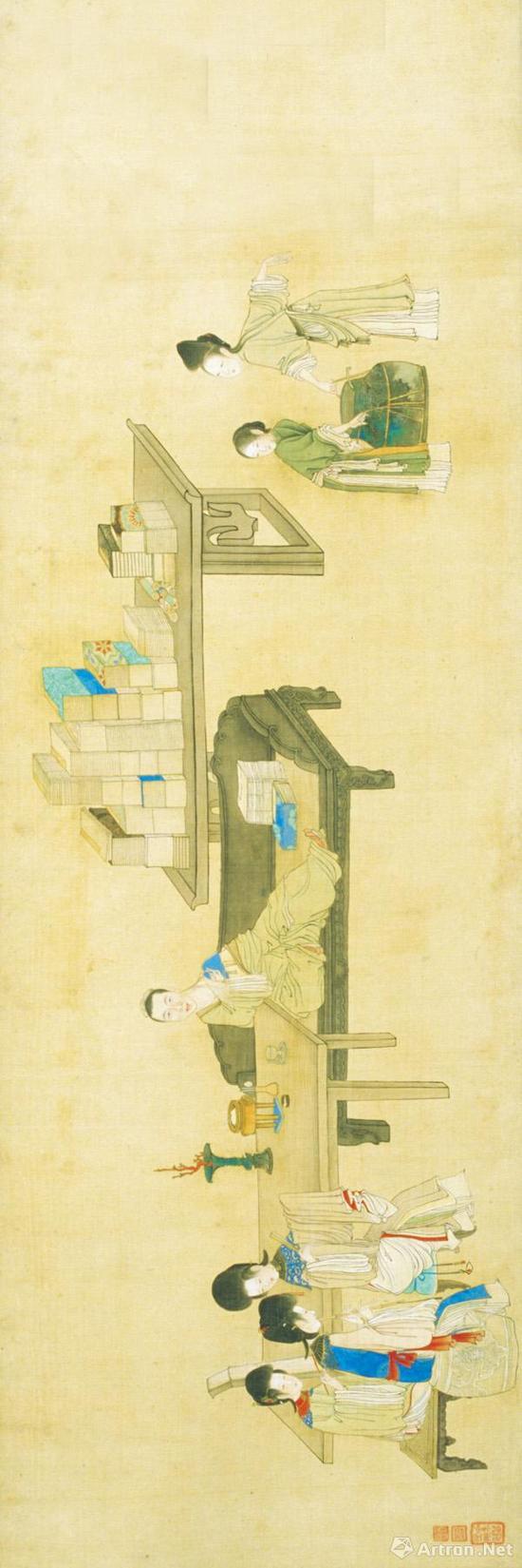 《乔元之三好图》 清 禹之鼎 绢本设色 37.5cm×110cm 南京博物院藏
