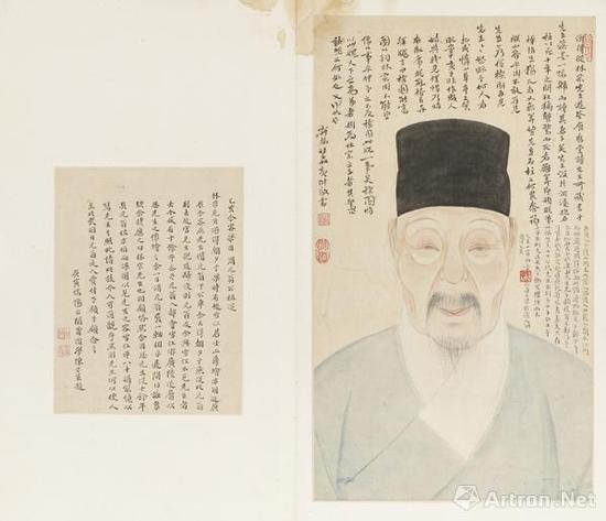 《张林宗肖像图册页》 清 赵澄 纸本设色 53.1cm×31cm上海博物馆藏