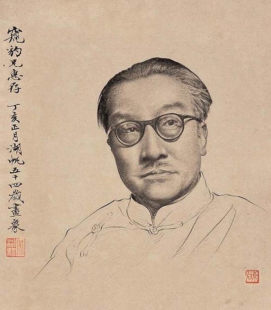钱希同《吴湖帆像》丁亥(1947年)