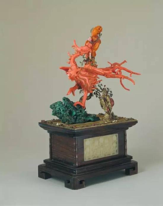 麻姑献寿盆景,清雍正,造办处造,通高37cm,盆高13.5cm,盆径24-21cm。清宫旧藏。