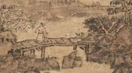 清·石溪《山中闲游图》(局部)