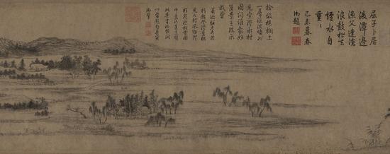 《水村图》卷(局部),元,赵孟頫绘,纸本,水墨,纵24.9cm,横120.5cm|故宫博物院藏