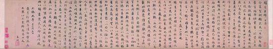 行书《归去来辞》卷,元,赵孟頫书,纸本,纵25.9cm,横139.4cm。作者当时44岁。|上海博物馆藏