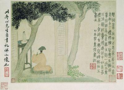 人物山水图册十二开之二——礼佛图 24.3×31.2厘米 清 金农 故宫博物院藏