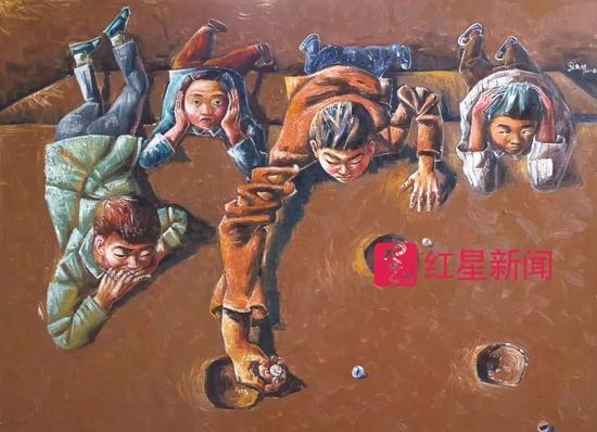 ▲熊庆华近期作品《弹玻璃球》 图片来源:红星新闻