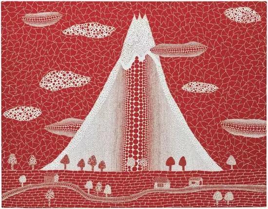 草间弥生 《富士山》(QPWE)2005 年作 压克力画布 91 x 116.7 cm。