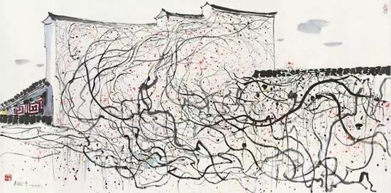 吴冠中 《墙》 1993 年作 设色纸本 68.5 x 137.5 cm。 估价:HK$ 5,000,000 - 8,000,000