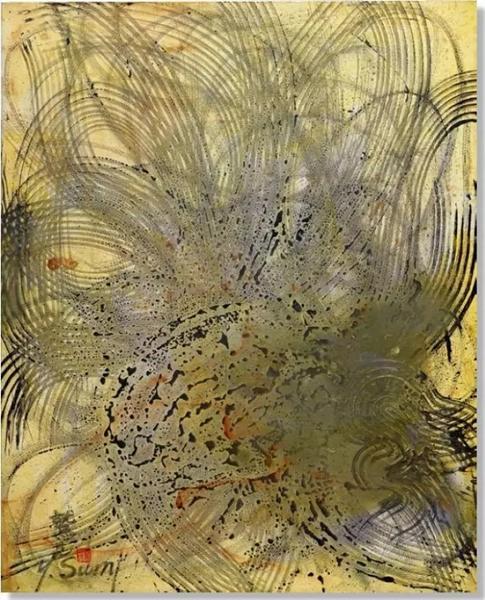 鹫见康夫 《作品SY-49》 1963 年作 油彩水墨画布 155.8 x 125 cm。