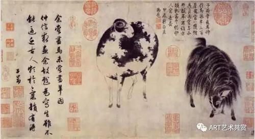 赵孟頫,二羊图,弗利尔美术馆藏