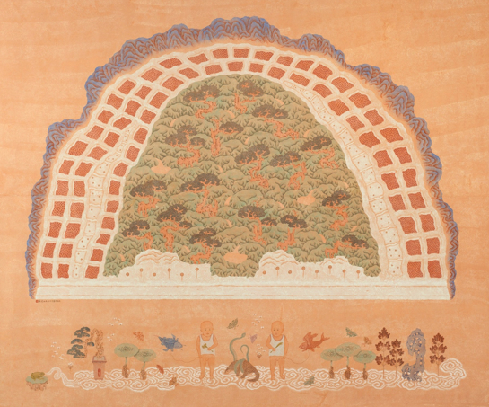 潘信华,《苏花山水》,纸本水墨设色,177x206cm,2017。图片:致谢亚洲艺术中心