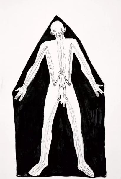 安东尼·葛姆雷,《宅邸》,纸上黑色颜料、亚麻籽油和炭笔,1982。图片:©安东尼·葛姆雷工作室