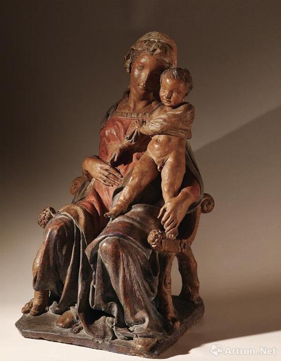 《圣母与子》,多纳泰罗,意大利,68 x 40 x 30厘米,彩绘赤陶,15 世纪