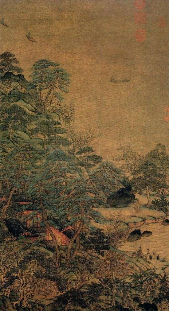 唐 李思训《江帆楼阁图》(局部)