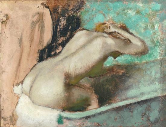 《坐在浴缸边的女人》(Woman Seated on the Edge)埃德加·德加,1880-95年