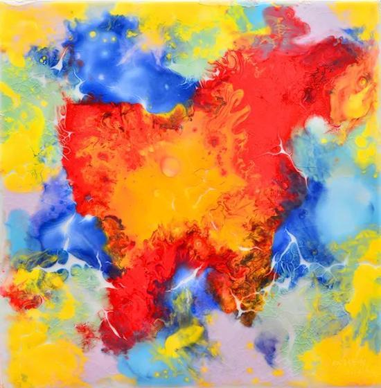 《创世纪2号作品》,55cm×55cm,瓷板上BZ材料,2014