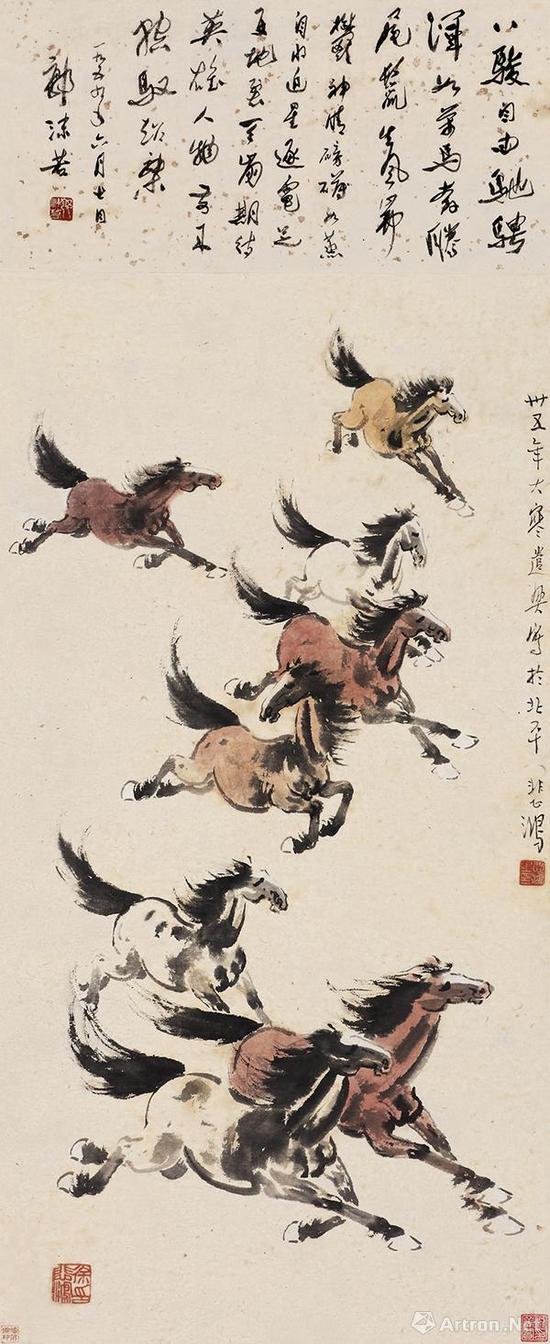 徐悲鸿《万马奔腾》成交价:1652万港币