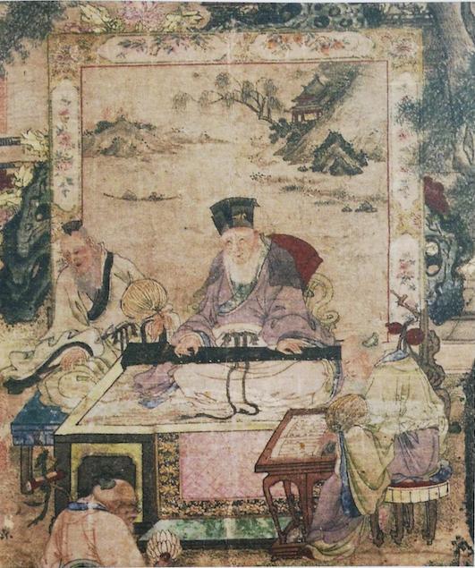 图13:(传)宋 刘松年 《琴书乐志图》屏风局部