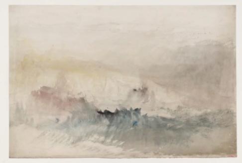 透纳,选自《英格兰和威尔士主题》(England and Wales Subjects)的出版习作。从Folkestone港到Dover的Kent海岸。约1829年。图片:© Tate,London 2017