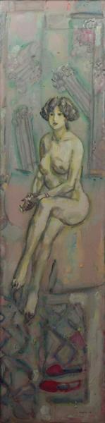 LOT 117程丛林(b.1954)二郎腿布面油画 2008年 200×50cmRMB:450,000-650,000