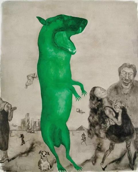 LOT 183周春芽(b.1955)绿狗3号布面油画 1997年250×200cmRMB:6,500,000-8,000,000
