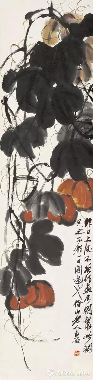 南瓜 139×34cm 纸本设色 无年款