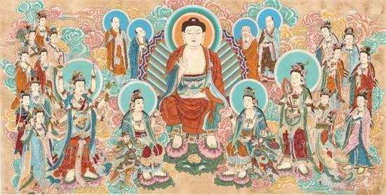 薛海涛等比例绘制的唐代壁画作品《说法图》1