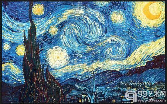 10。《星夜》(The Starry Night,1889)